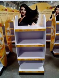 Chine Wood flooring movable hair care shampoo display stand fournisseur