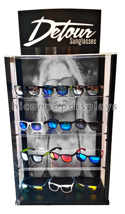 La publicité acrylique supérieure de magasin de détail d'Eyewear de vitrine de Tableau fermant à clef le présentoir en verre