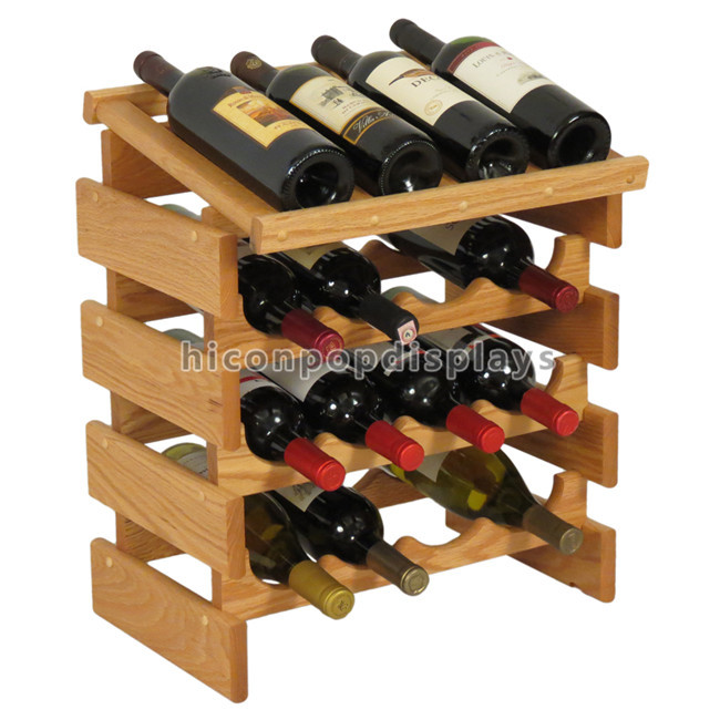 Support en bois de vin de plancher de vin de présentoir de vin de magasin de la publicité faite sur commande de vente au détail