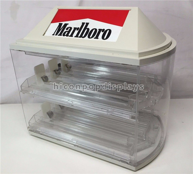 Vitrine acrylique de cigarette de Marlboro de cru 2 polis transparents - posé