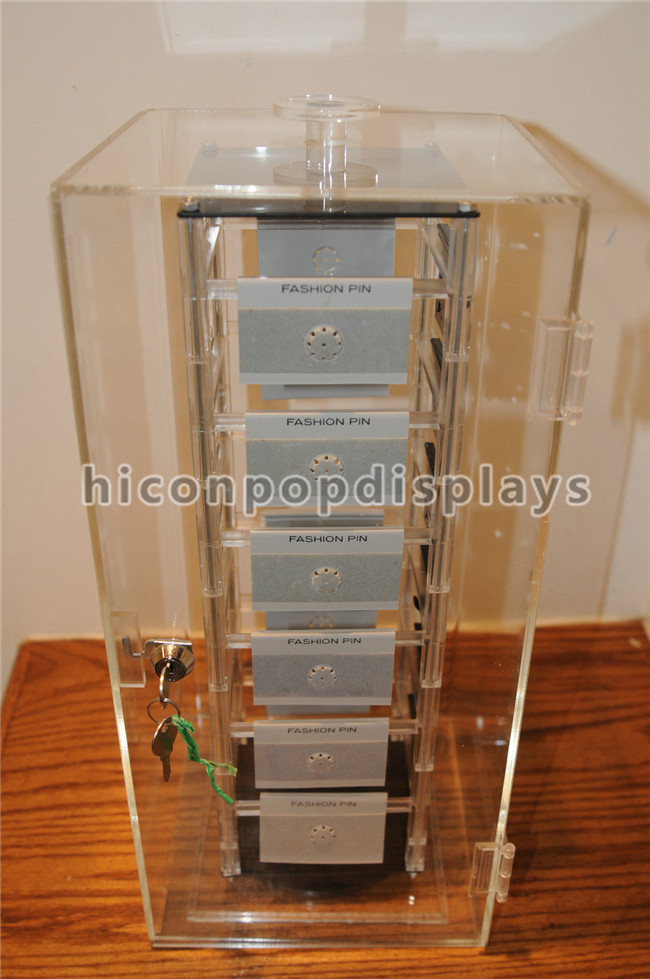 Vitrine acrylique tournante de bijoux, étalage acrylique de tour de lucite de plexiglass