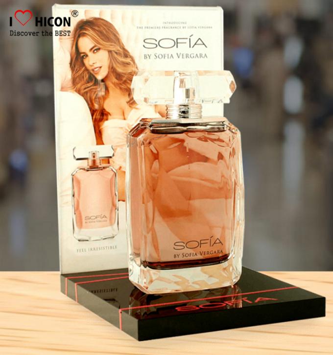 Présentoirs acryliques cosmétiques de bouteille de parfum de présentoir de partie supérieure du comptoir gentille de parfum