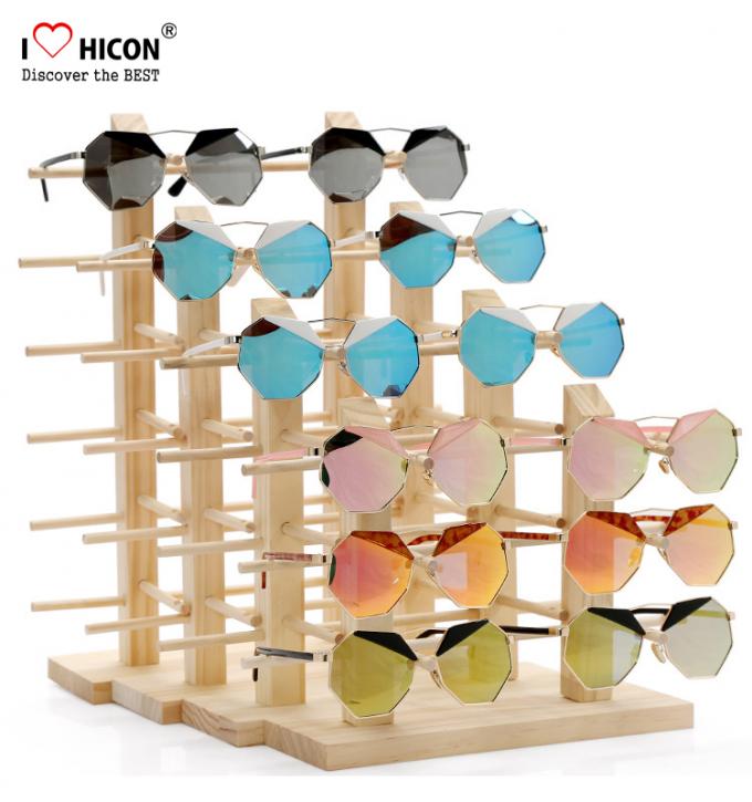 Équipement en bois de la publicité de plan de travail de présentoir de lunettes de soleil de clients étonnants