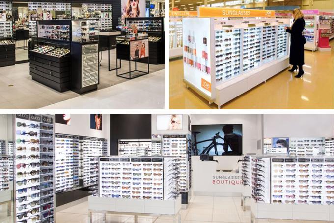 Vitrines acryliques illuminating d'Eyewear de vitrine de lunettes de soleil de magasin de détail