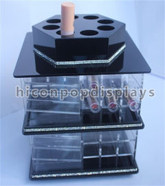 Chine Magasin acrylique de cosmétiques de vitrine de rouge à lèvres de table tournant le présentoir acrylique fournisseur