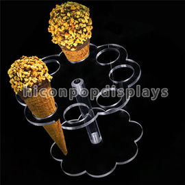 Chine Présentoir acrylique de crème glacée de trous des montages 8 de magasin de détail de support de cône pour la partie fournisseur