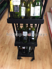 Chine Couleur mobile de noir de boisson non alcoolisée de 3 étagères/de présentoir de vin avec 4 roulettes fournisseur