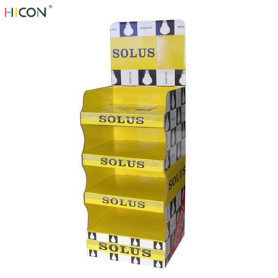 Chine 4 présentoirs à simple face jaunes faits sur commande de carton de plancher de rangée fournisseur