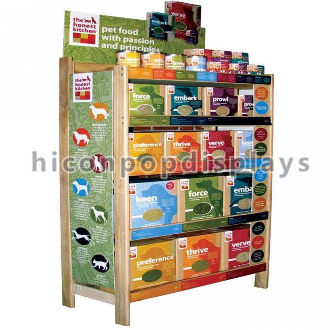 Les expositions de marchandises faites sur commande de POP en bois représente des magasins d'aliment pour animaux familiers