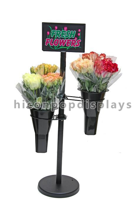Expositions de marchandises noires de vente au détail de support d'affichage en métal pour la fleur/plantes