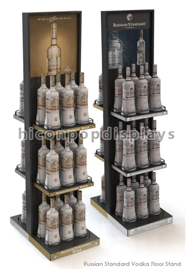 24 tours d'affichage de vin de bouteille/support 6 de whiskey de fil en métal magasin de détail - couche