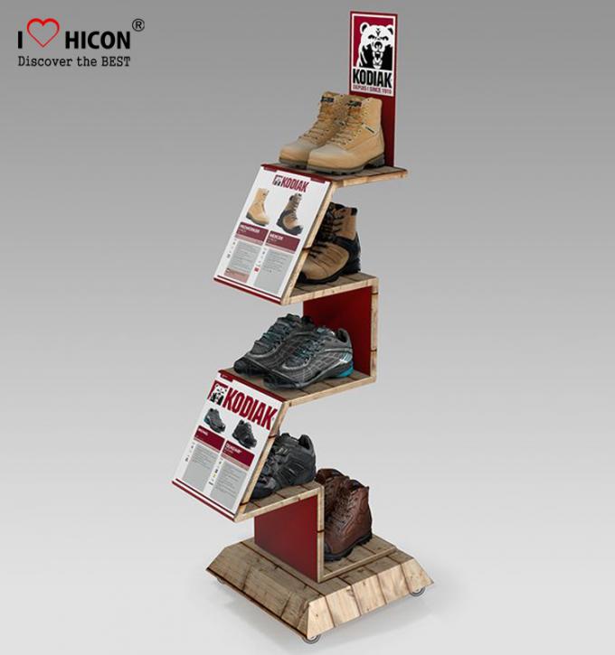 Confortable inspirez les présentoirs en bois d'espadrille de supports d'affichage de magasin de chaussures