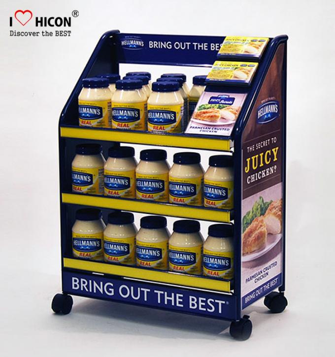 Conduisez les présentoirs croquants à gradins de sauce à support d'affichage en métal d'approvisionnement de magasin de nourriture de ventes