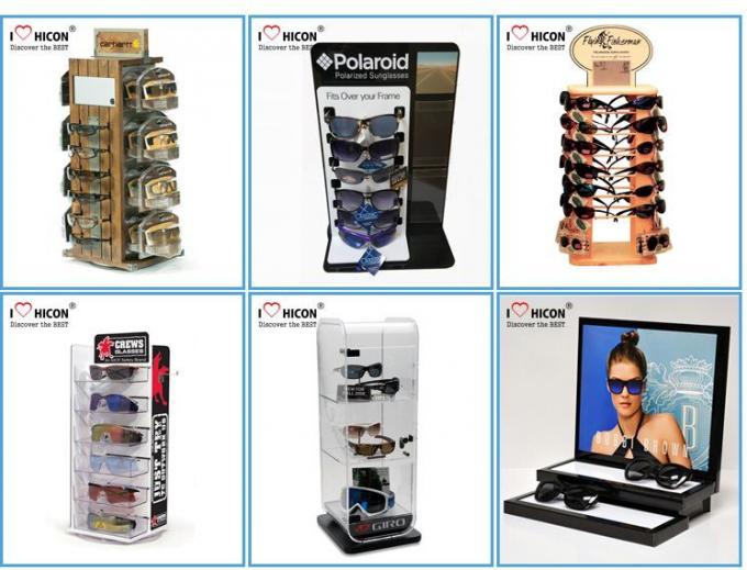Support d'affichage acrylique de table d'Eyewear pour le magasin de marque 5 paires de promotion de lunettes de soleil