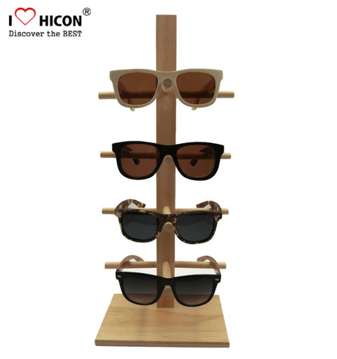 Support d'affichage optique en bois fait sur commande de lunettes de soleil du plan de travail 6-Pair d'affichage de magasin