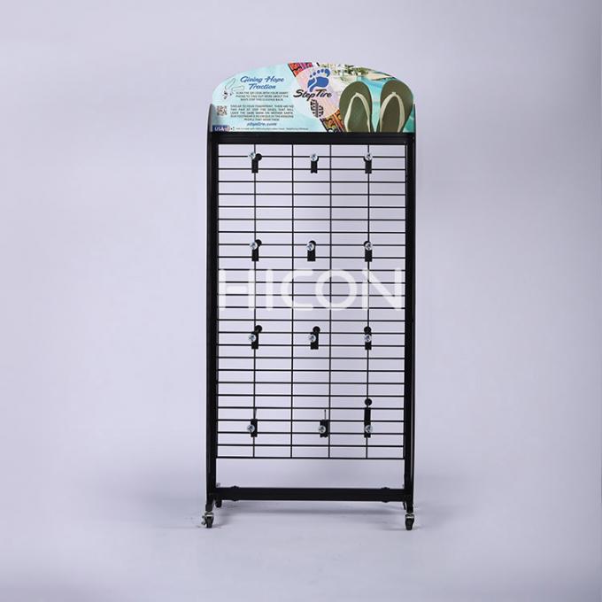 crochets détachables Flip Flop Display Rack en métal de plancher d'affichage bidirectionnel de pantoufle