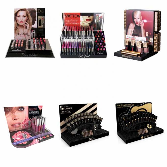 unité de visualisation cosmétique de compteur de magasin d'affichage d'or du maquillage 2-Tiered