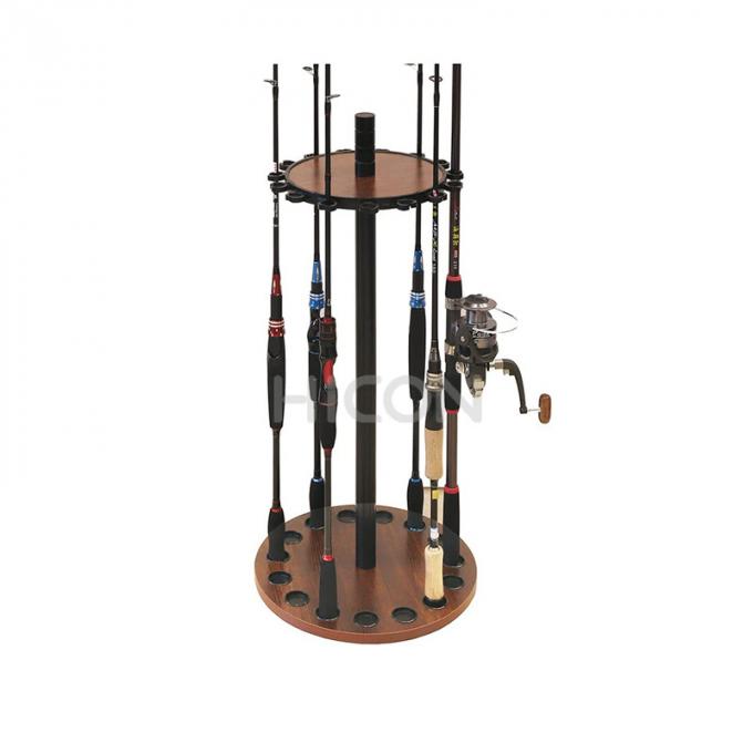 Support en bois de bobine de pêche de support de Rod Display Rack Round Pole de pêche